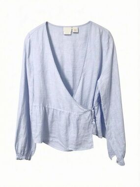 NWOT Rachel Zoe Pale Blue Wrap Blouse
